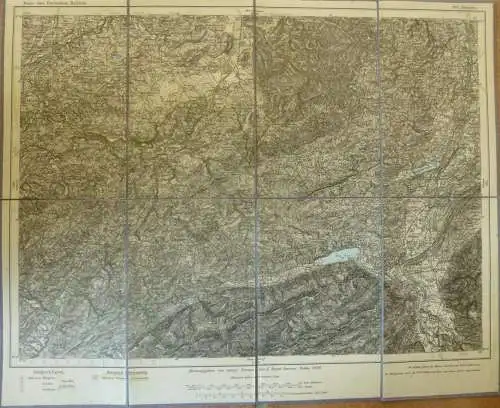 Topografische Karte 661 Kempten - Karte des Deutschen Reiches 1:100'000 33cm x 40cm auf Leinen gezogen - Herausgegeben v