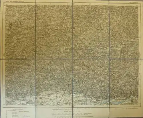 Topografische Karte 626 Vilsbiburg - Karte des Deutschen Reiches 1:100'000 33cm x 40cm auf Leinen gezogen - Herausgegebe