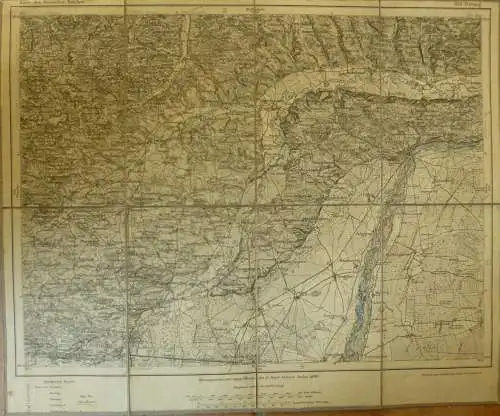 Topografische Karte 624 Freising - Karte des Deutschen Reiches 1:100'000 33cm x 40cm auf Leinen gezogen - Herausgegeben