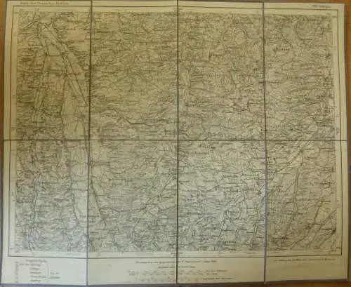 Topografische Karte 622 Burgau - Karte des Deutschen Reiches 1:100'000 33cm x 40cm auf Leinen gezogen - Herausgegeben vo