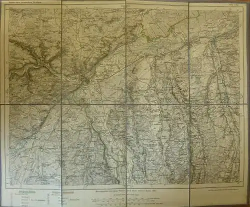 Topografische Karte 621 Ulm - Karte des Deutschen Reiches 1:100'000 33cm x 40cm auf Leinen gezogen - Herausgegeben vom t
