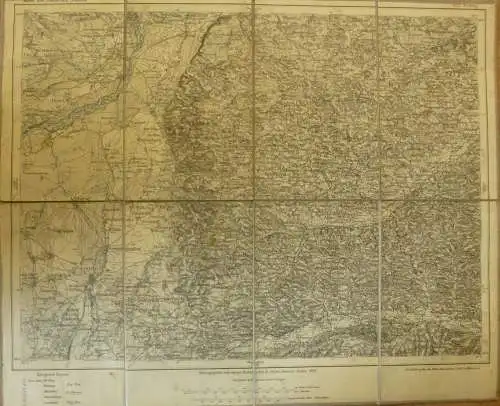 Topografische Karte 625 Erding - Karte des Deutschen Reiches 1:100'000 33cm x 40cm auf Leinen gezogen - Herausgegeben vo