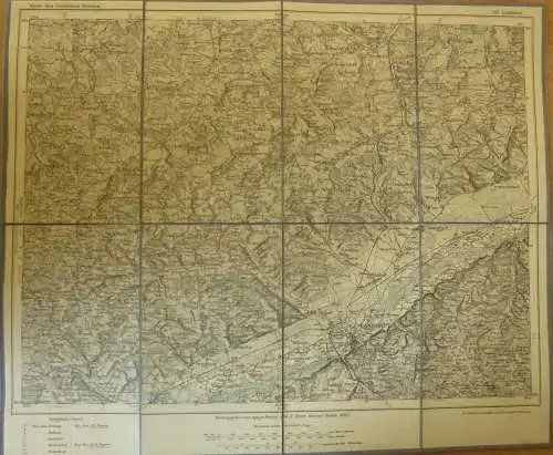 Topografische Karte 611 Landshut - Karte des Deutschen Reiches 1:100'000 33cm x 40cm auf Leinen gezogen - Herausgegeben