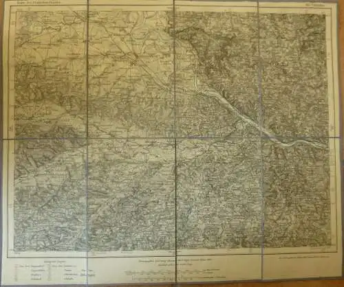 Topografische Karte 613 Vilshofen - Karte des Deutschen Reiches 1:100'000 33cm x 40cm auf Leinen gezogen - Herausgegeben