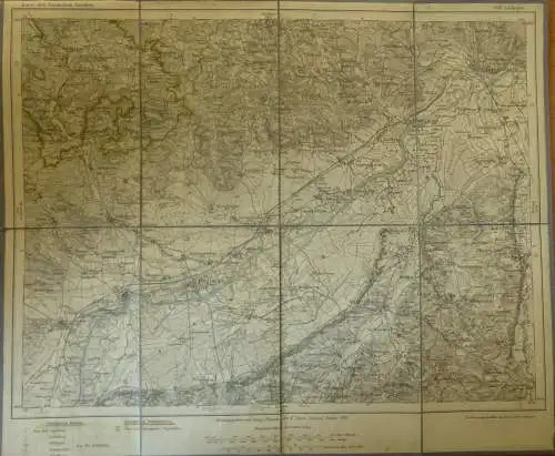 Topografische Karte 608 Dillingen - Karte des Deutschen Reiches 1:100'000 33cm x 40cm auf Leinen gezogen - Herausgegeben