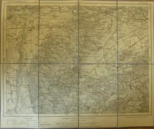 Topografische Karte 609 Neuburg - Karte des Deutschen Reiches 1:100'000 33cm x 40cm auf Leinen gezogen - Herausgegeben v