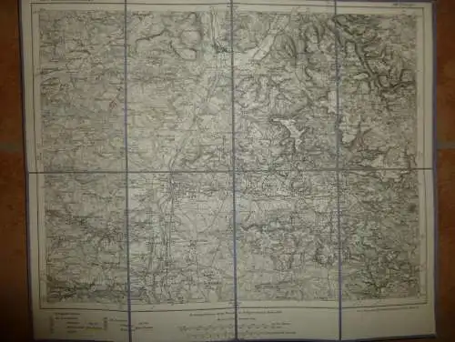 Topografische Karte 549 Erlangen - Karte des Deutschen Reiches 1:100'000 33cm x 40cm auf Leinen gezogen - Herausgegeben