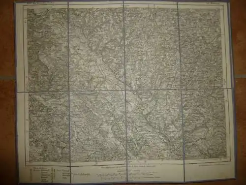 Topografische Karte 513 Kulmbach - Karte des Deutschen Reiches 1:100'000 33cm x 40cm auf Leinen gezogen - Herausgegeben