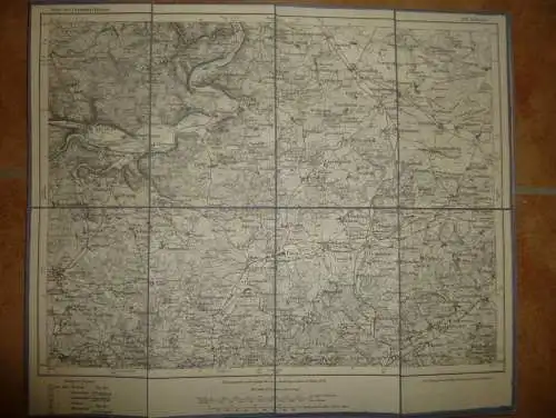Topografische Karte 596 Kelheim - Karte des Deutschen Reiches 1:100'000 33cm x 40cm auf Leinen gezogen - Herausgegeben v