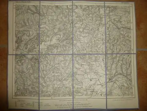 Topografische Karte 510 Schweinfurt - Karte des Deutschen Reiches 1:100'000 33cm x 40cm auf Leinen gezogen - Herausgegeb