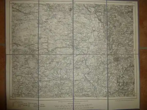 Topografische Karte 551 Weiden - Karte des Deutschen Reiches 1:100'000 33cm x 40cm auf Leinen gezogen - Herausgegeben vo