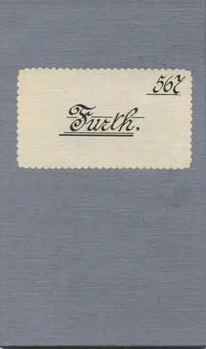 Topografische Karte 567 Furth - Karte des Deutschen Reiches 1:100'000 33cm x 40cm auf Leinen gezogen - Herausgegeben vom