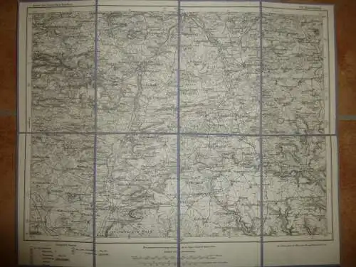 Topografische Karte 578 Weissenburg - Karte des Deutschen Reiches 1:100'000 33cm x 40cm auf Leinen gezogen - Herausgegeb