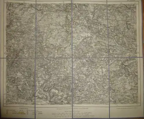Topografische Karte 550 Sulzbach - Karte des Deutschen Reiches 1:100'000 33cm x 40cm auf Leinen gezogen - Herausgegeben
