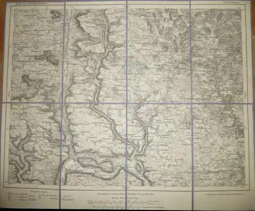 Topografische Karte 579 Beilngries - Karte des Deutschen Reiches 1:100'000 33cm x 40cm auf Leinen gezogen - Herausgegebe