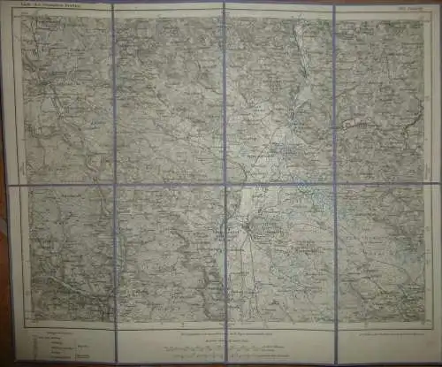 Topografische Karte 565 Amberg - Karte des Deutschen Reiches 1:100'000 33cm x 40cm auf Leinen gezogen - Herausgegeben vo
