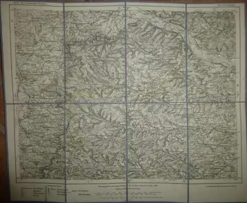 Topografische Karte 531 Gerolzhofen - Karte des Deutschen Reiches 1:100'000 33cm x 40cm auf Leinen gezogen - Herausgegeb