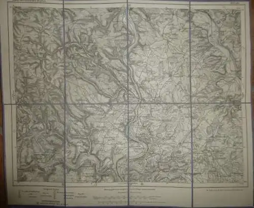 Topografische Karte 529 Lohr - Karte des Deutschen Reiches 1:100'000 33cm x 40cm auf Leinen gezogen - Herausgegeben vom