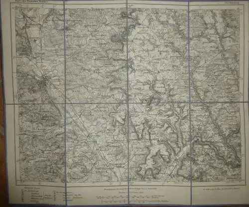 Topografische Karte 532 Bamberg - Karte des Deutschen Reiches 1:100'000 33cm x 40cm auf Leinen gezogen - Herausgegeben v