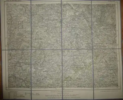 Topografische Karte 533 Bayreuth - Karte des Deutschen Reiches 1:100'000 33cm x 40cm auf Leinen gezogen - Herausgegeben