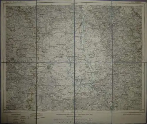 Topografische Karte 593 Nördlingen - Karte des Deutschen Reiches 1:100'000 33cm x 40cm auf Leinen gezogen - Herausgegebe