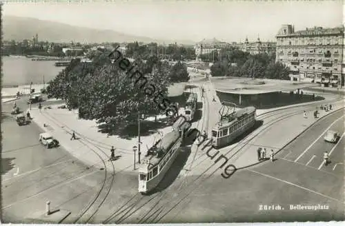 Zürich - Bellevueplatz - Foto-AK - Strassenbahn - Verlag Photoglob-Wehrli AG Zürich