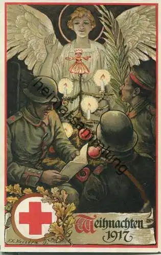 Weihnachten 1917 - Künstlerkarte F. K. Kuczera - Verlag E. Nister Nürnberg - Offizielle Rot Kreuz Postkarte