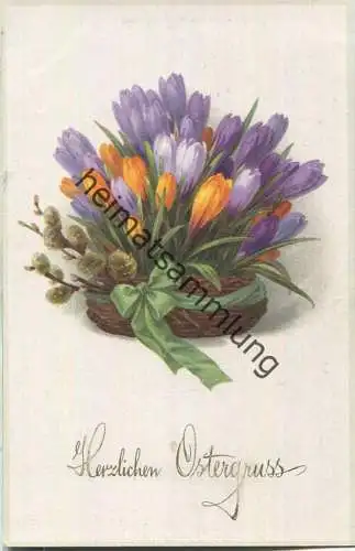 Herzlichen Ostergruss - Krokusse im Körbchen - Verlag Meissner & Buch Leipzig - Serie 2342