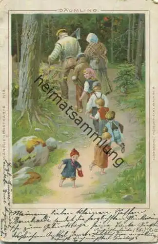 Däumling - Märchenpostkarte N°2 - Kunstanstalt Wilhelm Böhme Berlin