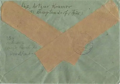 R-Brief aus Remptendorf über Lobenstein (Thür) vom 21.01.1946 mit 'Gebühr bezahlt' B3a in schwarz '42'