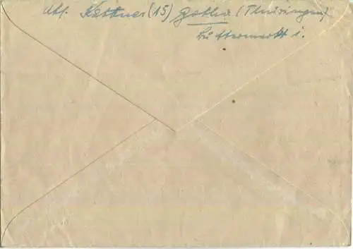 Brief aus Erfurt vom 17.09.1945 mit teilaptiertem Postfreistempel in rot