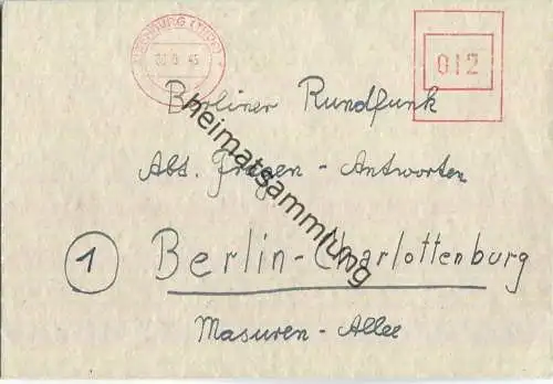 Brief aus Altenburg (Thür) vom 30.08.1945 mit aptiertem Postfreistempel in rot