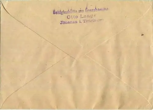 Brief aus Ilmenau 1 vom 01.09.1945 mit 'Taxe percue' vierzeilig G14 in violett und Signum