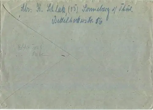 Brief aus Sonneberg (Thür) vom 18.02.1946 mit 'Gebühr bezahlt' Stempel B4a in rot