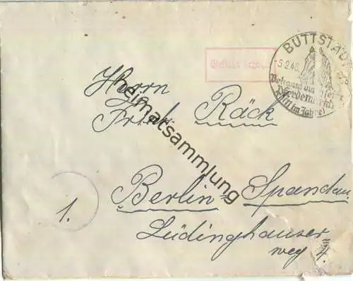 Brief aus Buttstädt vom 05.02.1946 mit 'Gebühr bezahlt' Stempel B4a in rot