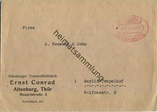 Brief aus Altenburg vom 06.10.1945 mit 'Gebühr bezahlt' Stempel C1 in rot