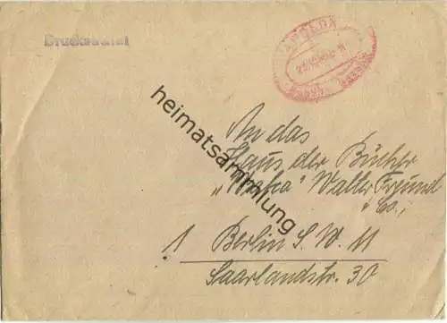 Brief (Drucksache) aus Apolda vom 23.10.1945 mit 'Gebühr bezahlt' Stempel C1h in rot