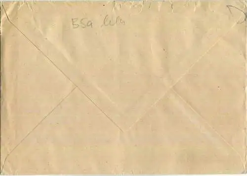 Brief aus Stadtlengsfeld (Rhön) vom 23.08.1945 mit 'Gebühr bezahlt' Stempel und Signum B5a in violett