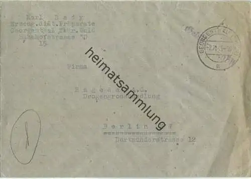 Brief aus Georgenthal (Thür) vom 02.11.1945 mit 'Gebühr bezahlt' Stempel '12' B16b in violett