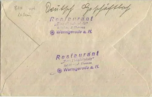 Brief aus Wernigerode vom 29.09.1945 mit 'Gebühr bezahlt' Stempel B1a in rot