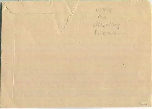 Falt-Brief aus Zahna vom 15.09.1945 mit 'bz 6' handschriftlich