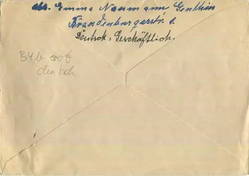 Brief aus Genthin vom 27.08.1945 mit 'Gebühr bezahlt' Stempel B5b in rot