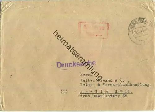 Brief aus Calbe (Saale) vom 13.11.1945 mit 'Gebühr bezahlt.' Stempel B5e in rot
