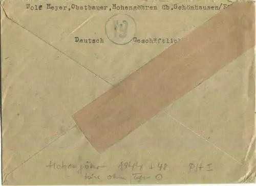 Brief aus (19) Schönhausen (Elbe) vom 24.10.1945 mit 'Gebühr bezahlt' Stempel B5e in violett - zusätzlich 'Geb. bez. 24