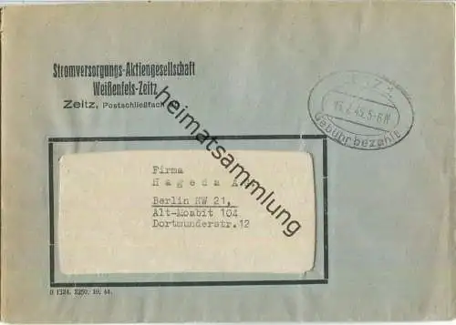 Brief aus Zeitz vom 13.07.1945 mit 'Gebühr bezahlt' Stempel C1h in schwarz