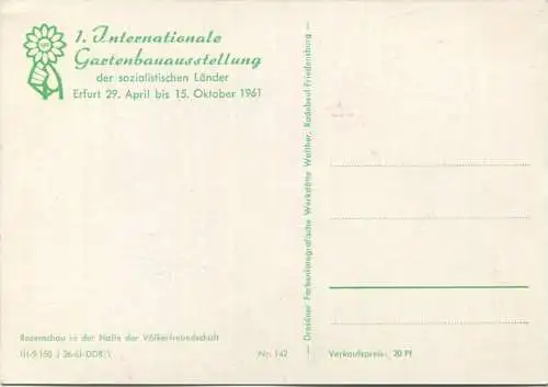 Erfurt - 1. Internationale Gartenbauausstellung der sozialistischen Länder 29. April bis 15. Oktober 1961- Verlag Walthe