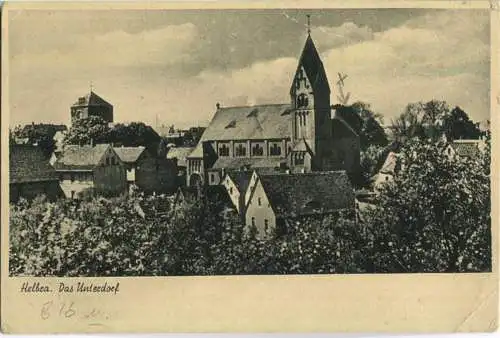 Postkarte aus Helbra (Mansf Seekr) vom 12.09.1945 mit 'Gebühr bezahlt' Stempel B16 (Sonderform) in schwarz