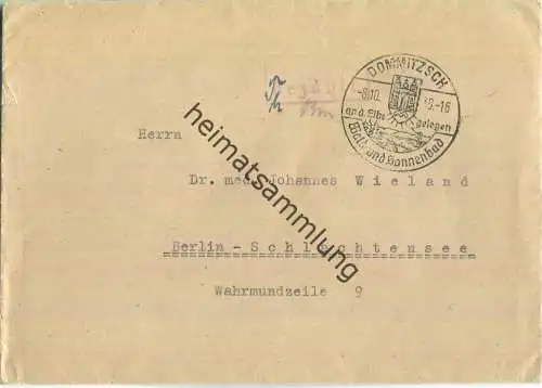 Brief aus Dommitzsch vom 08.10.1945 mit 'Gebühr bezahlt' Stempel B5a in violett 'Th'