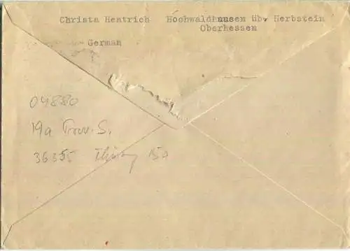 Brief aus Dommitzsch vom 08.10.1945 mit 'Gebühr bezahlt' Stempel B5a in violett 'Th'