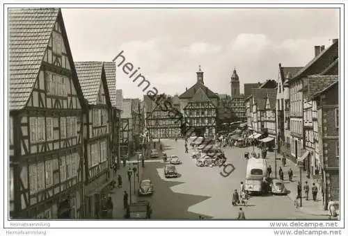 Eschwege - Marktplatz mit altem Rathaus - Foto-AK 60er Jahre